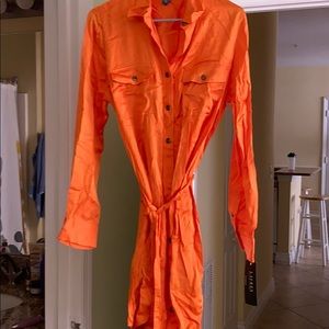 Lauren Ralph Lauren Orange Shirt Dress new 10